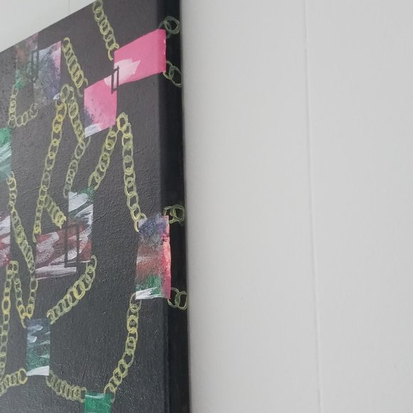 Unframed Abstract Painting, "Chains of Scenery",  11 x 14" Free Shipping - Picture 2 of 6